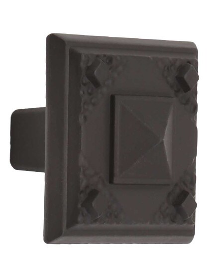 Ruskin Cabinet Knob - 1 1/4 inch Square in Aged Bronze.